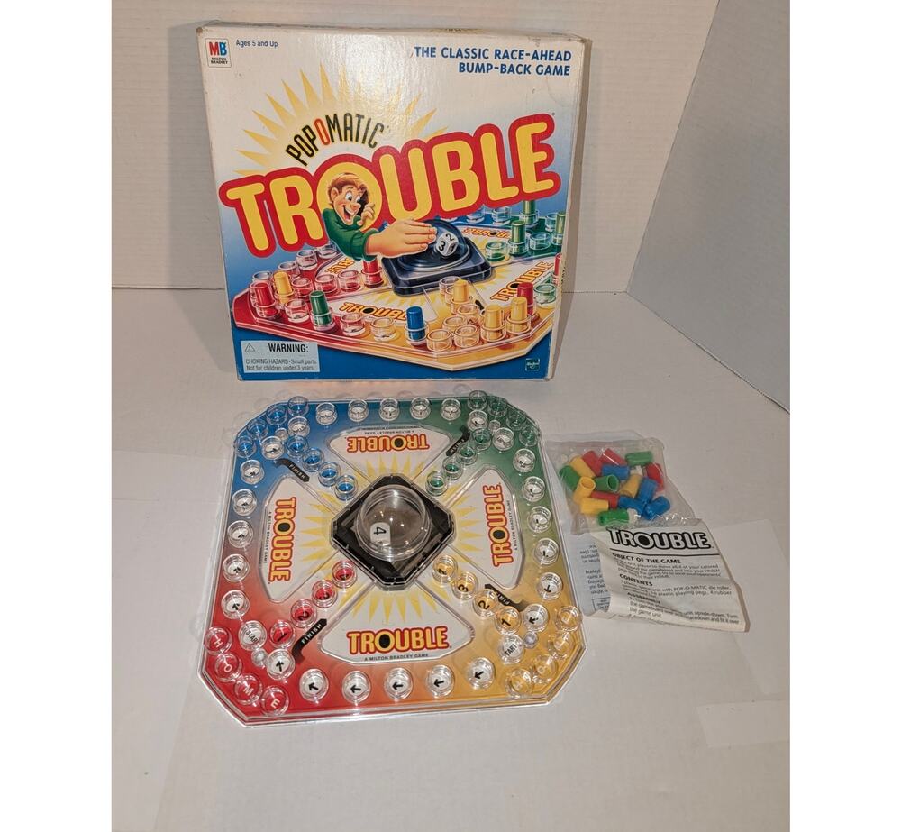 VINTAGE 1998 Trouble Game Popomatic Milton Bradley Complete Sealed Pieces